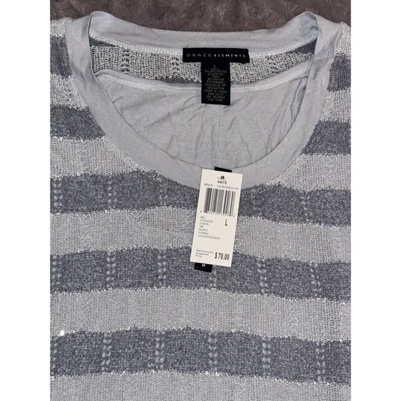 Grace Elements Womens Striped Knit Top L - Picture 3 of 8